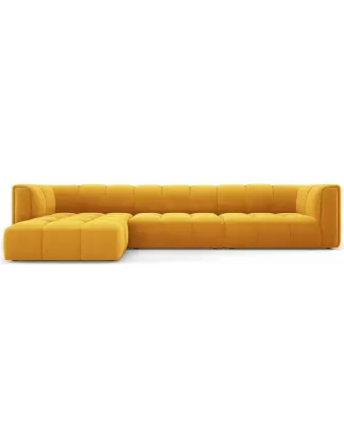 Serena venstrevendt chaiselong sofa i velour B316 x D96 - 160 cm - Gul