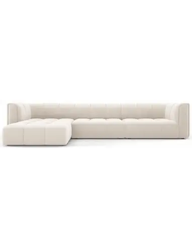 Serena venstrevendt chaiselong sofa i velour B316 x D96 - 160 cm - Lys beige