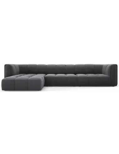 Serena venstrevendt chaiselong sofa i velour B316 x D96 - 160 cm - Grå