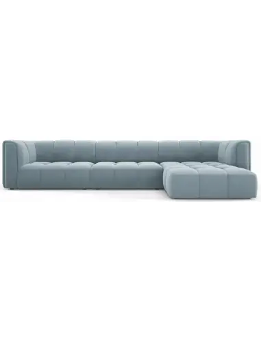 Serena højrevendt chaiselong sofa i velour B316 x D96 - 160 cm - Lyseblå