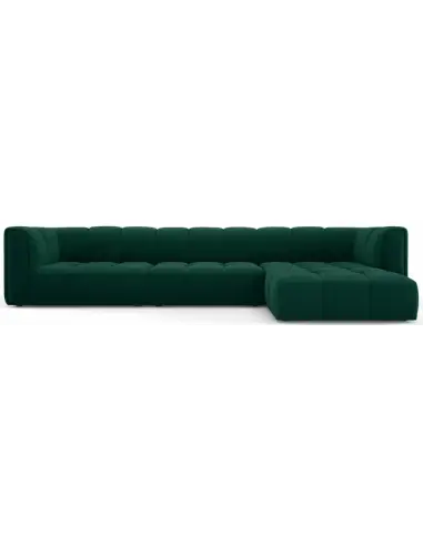 Serena højrevendt chaiselong sofa i velour B316 x D96 - 160 cm - Flaskegrøn