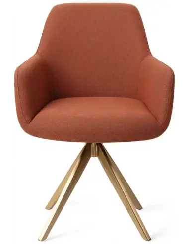 Hiroo rotérbar spisebordsstol H84 cm polyester - Guld/Terracotta