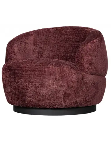 Rotérbar lænestol i chenille H71 x B84 cm - Sort/Aubergine