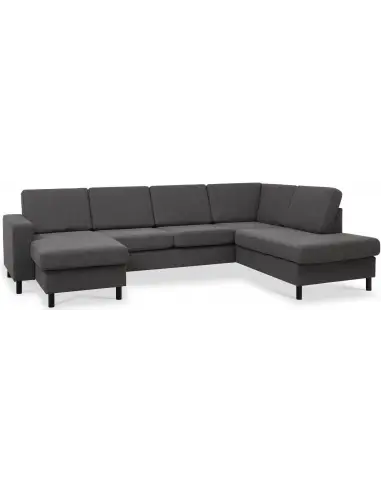 Panset U-sofa i polyester B295 x D197 cm - Sort/Antracit