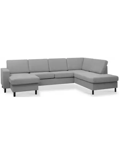 Panset U-sofa i polyester B295 x D197 cm - Sort/Grå