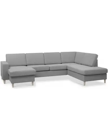 Panset U-sofa i polyester B295 x D197 cm - Natur/Grå