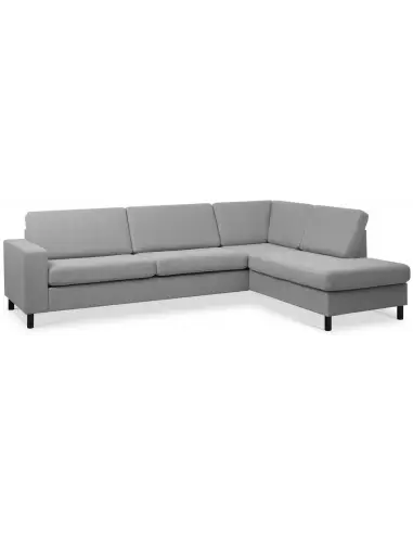 Panset højrevendt chaiselongsofa i polyester B279 x D197 cm - Sort/Grå