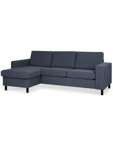 Panset chaiselongsofa i polyester B233 x D137 cm - Sort/Blå