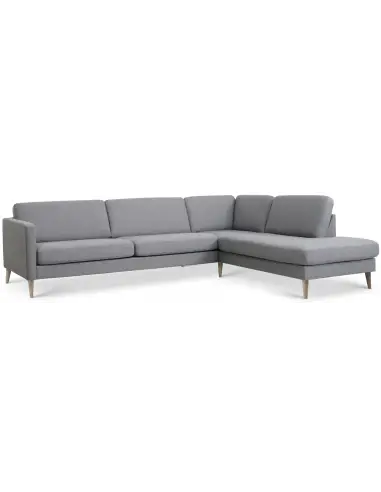 Askset højrevendt chaiselongsofa i polyester B291 x D219 cm - Natur/Lysegrå