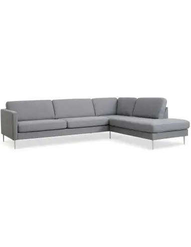 Askset højrevendt chaiselongsofa i polyester B291 x D219 cm - Børstet alugrå/Lysegrå