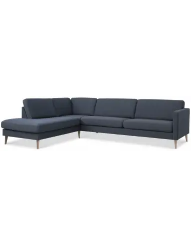 Askset venstrevendt chaiselongsofa i polyester B291 x D219 cm - Natur/Navy