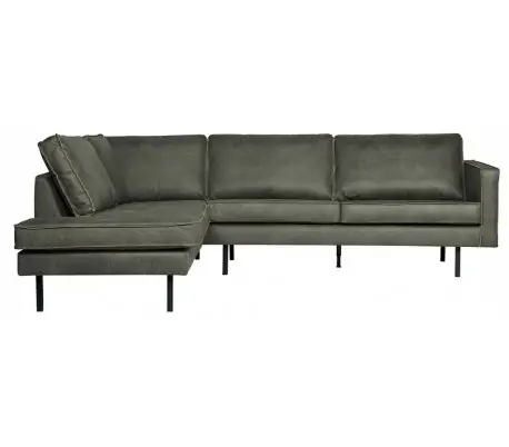 Rodeo Hjørnesofa venstrevendt i læder 266 x 213 cm - Vintage armygrøn