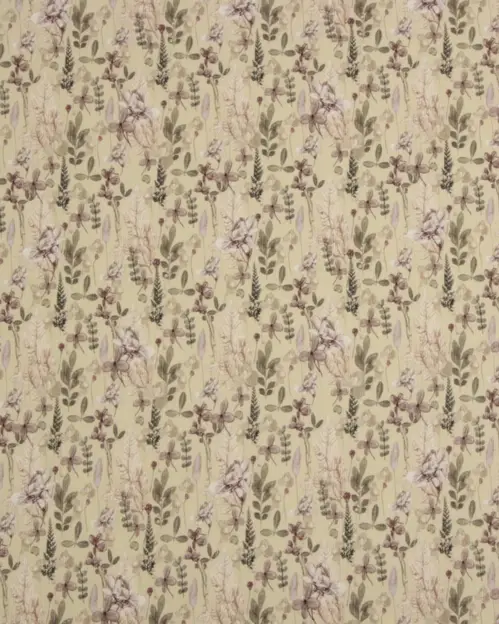 Lys beige med blomster - Rib-jersey - 10% Elastan, 90% Bomuld