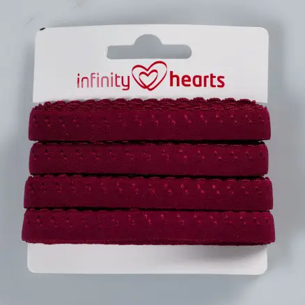 Infinity Hearts Foldeelastik Blonde 22/11mm 275 Vinrød - 5m