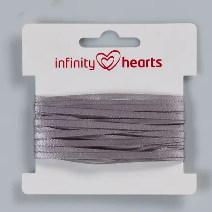 Infinity Hearts Satinbånd Dobbeltsidet 3mm 12 Sølv - 5m