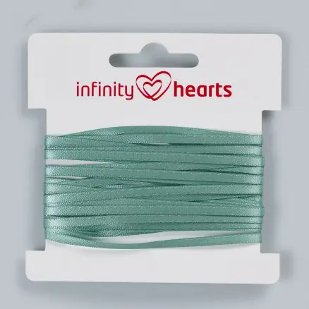 Infinity Hearts Satinbånd Dobbeltsidet 3mm 577 Støvet Grøn - 5m