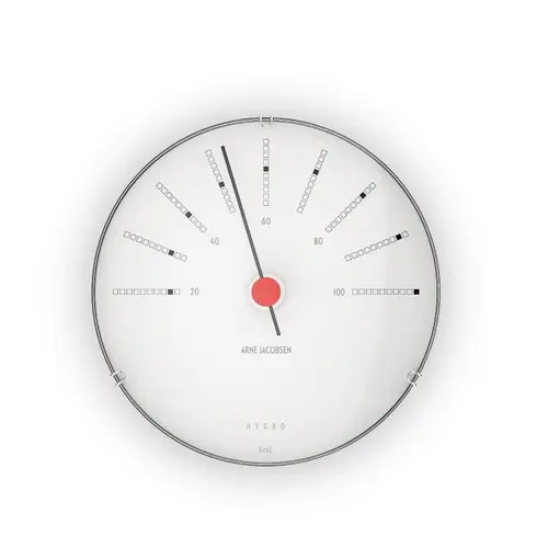 Arne Jacobsen -  Bankers Hygrometer Ø12 cm hvid/sort/rød