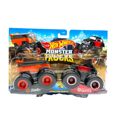 Hot Wheels Monster Truck Demolition Doubles 1:64 Dragbus vs. Volkswagen Beetle