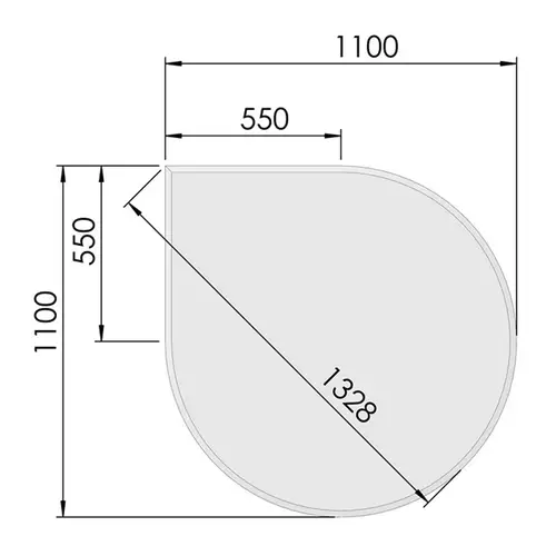 Glasgulvplade Dråbe m. Facet - 110 x 110 cm