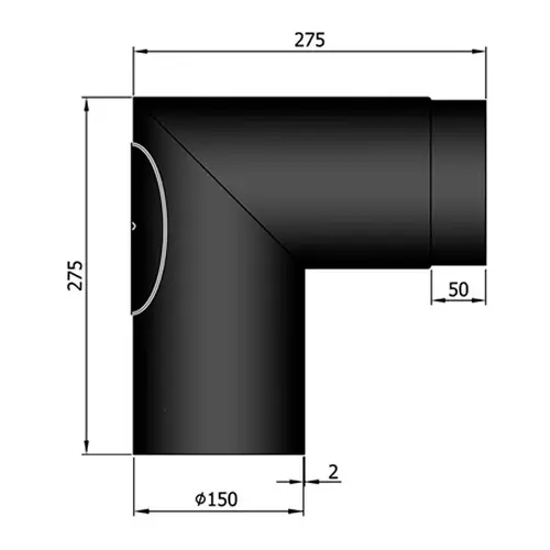 Bøjning m/Renselem Knærør 90Â° Ø150mm - Sort