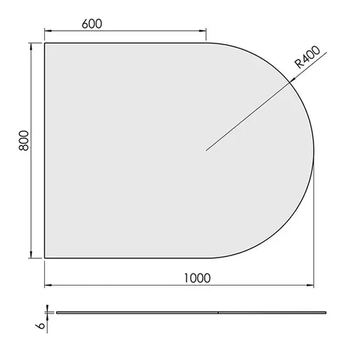 Glasgulvplade Halvcirkel - 80 x 100 cm