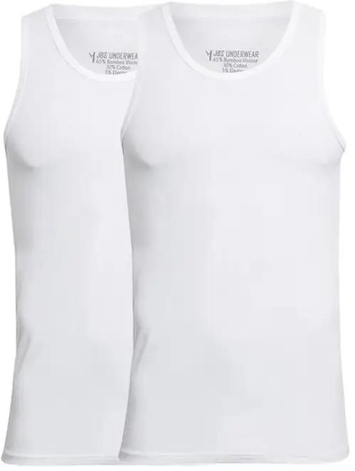 2-Pak JBS bambus tank-top (singlet), hvid, str. small