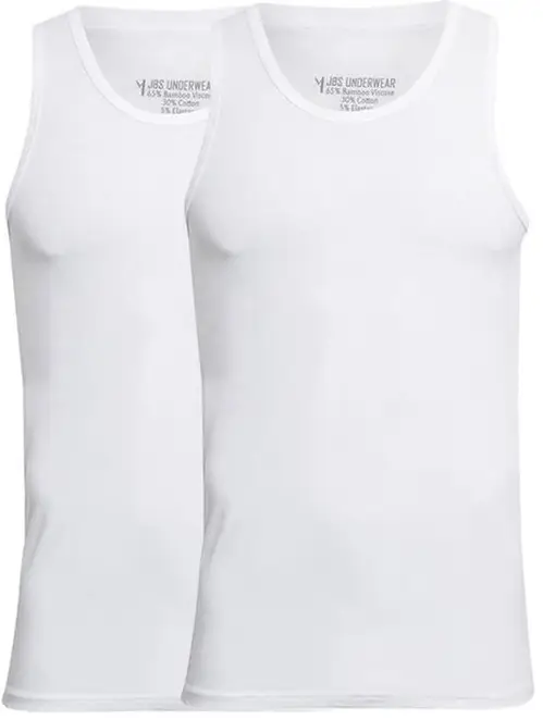 2-Pak JBS bambus tank-top (singlet), hvid, str. XL