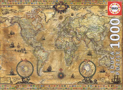 Antique World Map - 1000 brikker