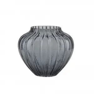 Bahne Vase m/riller - smoke - H17,5