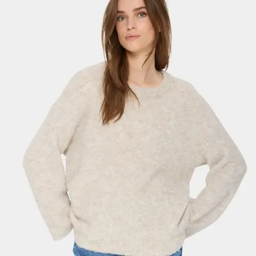 Striktrøje / Pullover "GelaSZ" lys sand - Saint Tropez