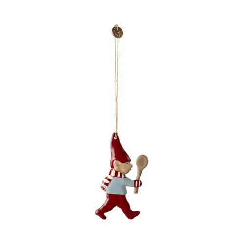 Nisse m/ ske metal ornament - Maileg