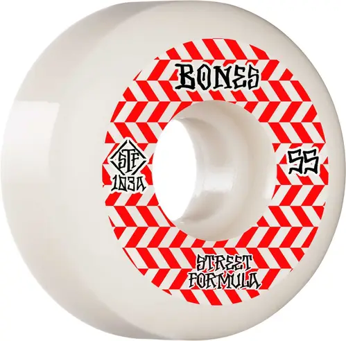 Bones Wheels Skateboard Hjul Patterns STF 103A 55mm White V5 Sidecut 4-pak