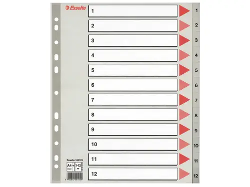 Talregister A4 Maxi Esselte 1-12 grå