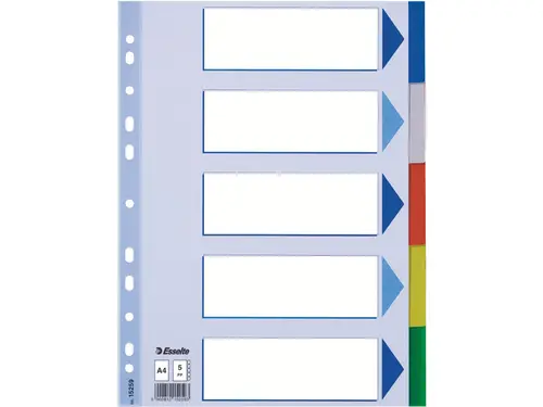 Faneblade A4 Esselte 5 Delt Farvet Plast