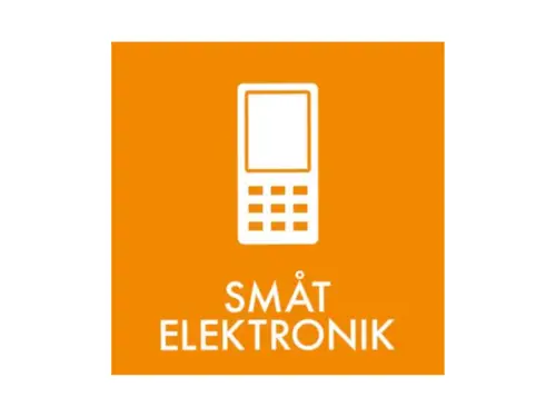 Affaldspiktogram Småt Elektronik | 12x12cm | Selvklæbende Folie | Orange