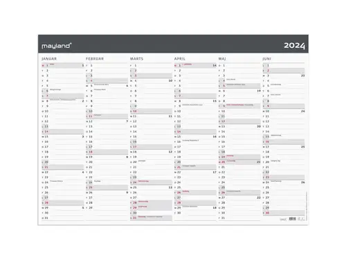 Kæmpekalender Moderne 2x6 mdr. Papir rør 2024