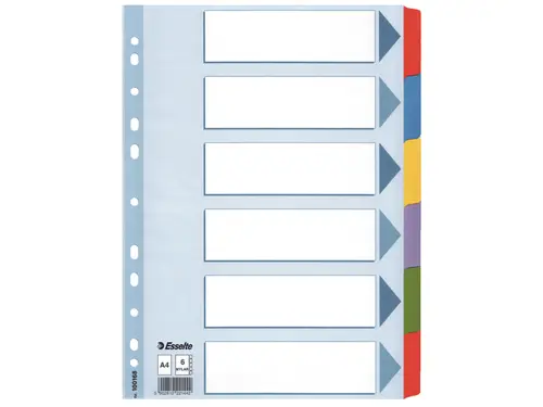Faneblade A4 Esselte 6 Delt Farvet Plast