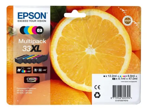 Epson Blæk 33xl Sampak 5 Farver