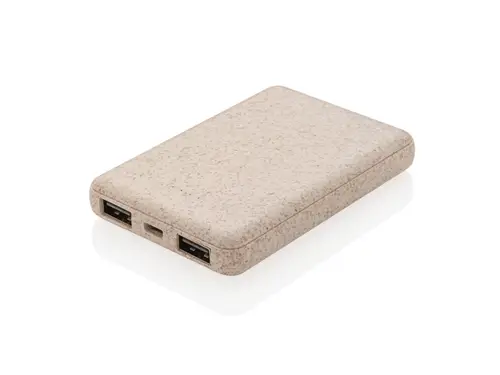 5.000 mAh Hvedestrå Lomme Powerbank, Khaki