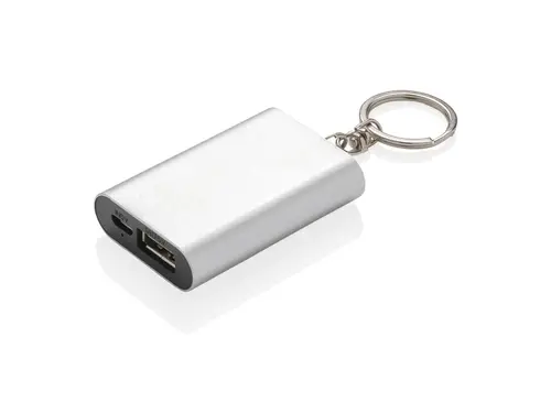 1.000 mAh Powerbank med Nøglering, Sølv