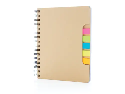 A5 Kraft Spiral Notesbog med &quot;Sticky Notes&quot;, Brun