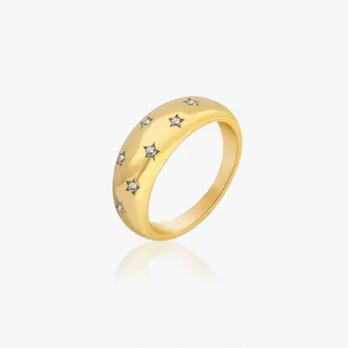 Star Krystal Ring 18K Guldbelagt