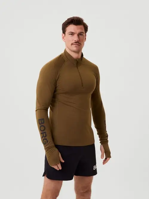 BORG MIDLAYER HALF ZIP, IVY GREEN