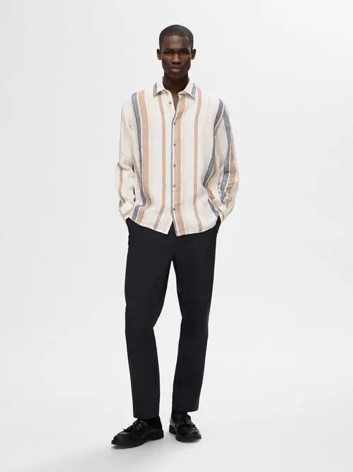 SLHRELAX-LINEN WIDE STRIPE SHIRT LS