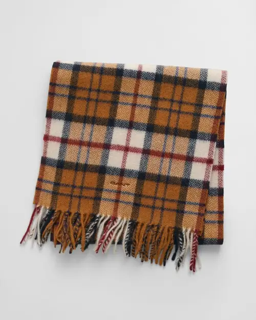 HERRINGBONE CHECK WOOL WOVEN SCARF