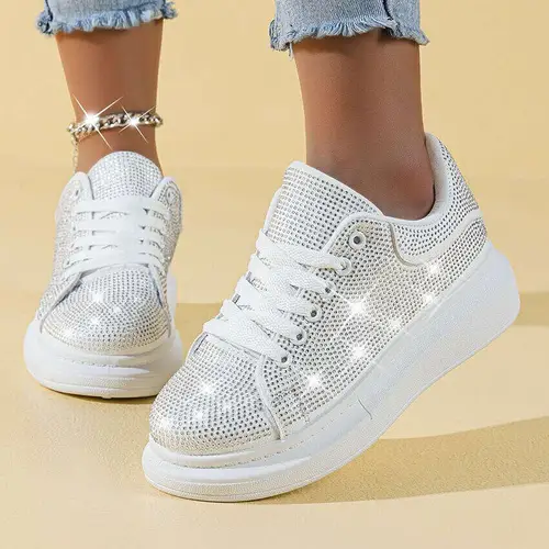 Dame sneakers med blingbling hvid - 41