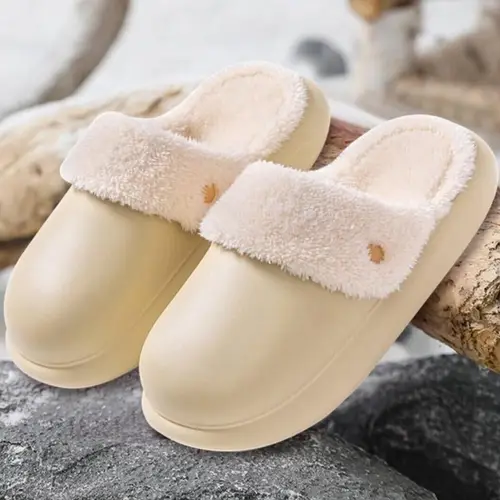 Dame slippers med foer hvid - 40/41