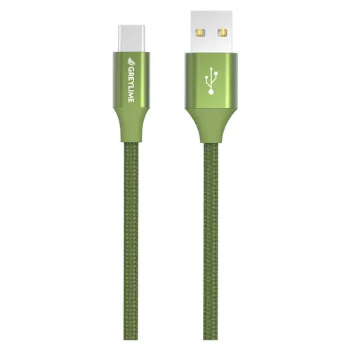 GreyLime Flettet USB-A til USB-C Kabel Grøn 1 m