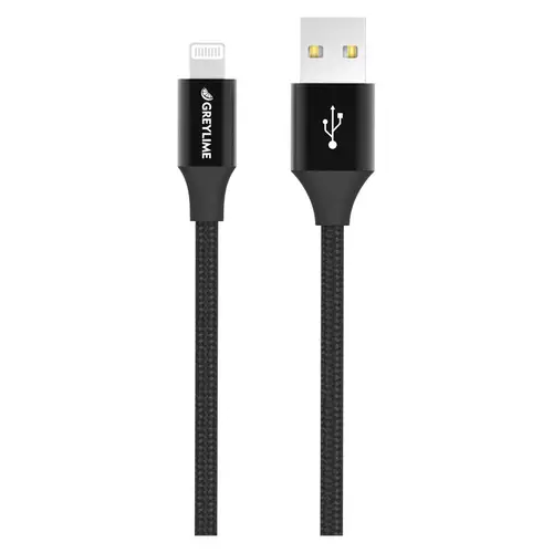 GreyLime Flettet USB-A til MFi Lightning Kabel Sort 2 m