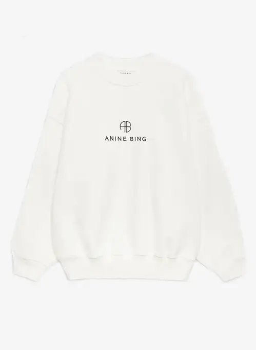 Anine Bing Jaci Sweatshirt Monogram Ivory